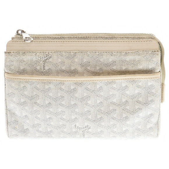 GOYARD Miroir PM Leather Pouch Clutch Bag White - Picture 1 of 5